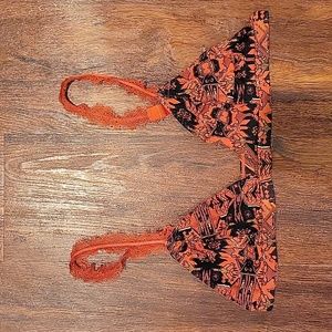 Free People Orange and Black Patterned Bra